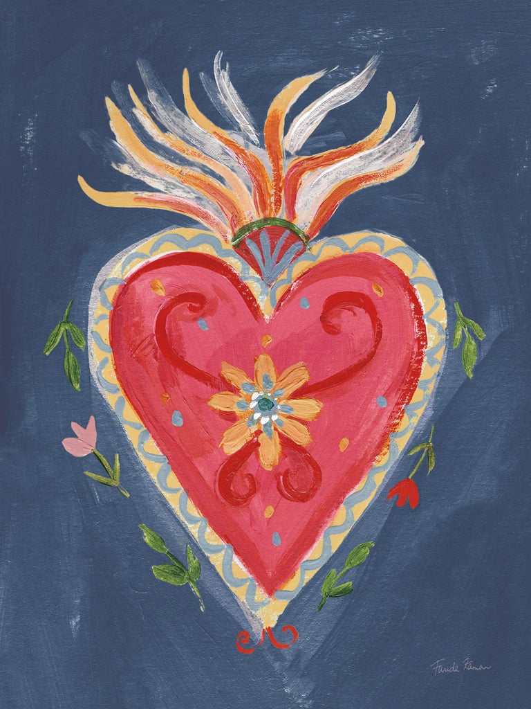 Fridas Heart I Dark Blue by Farida Zaman