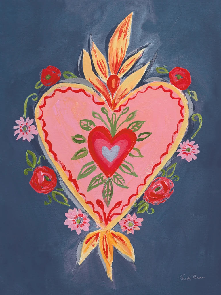 Fridas Heart III Dark Blue by Farida Zaman