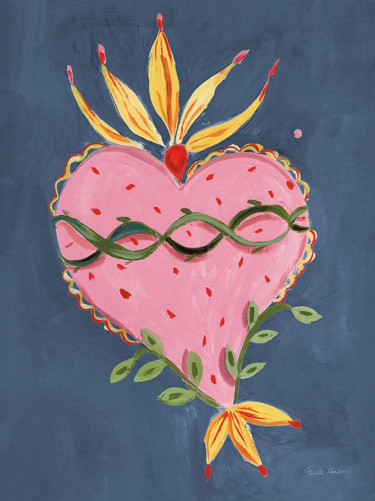 Fridas Heart IV Dark Blue by Farida Zaman