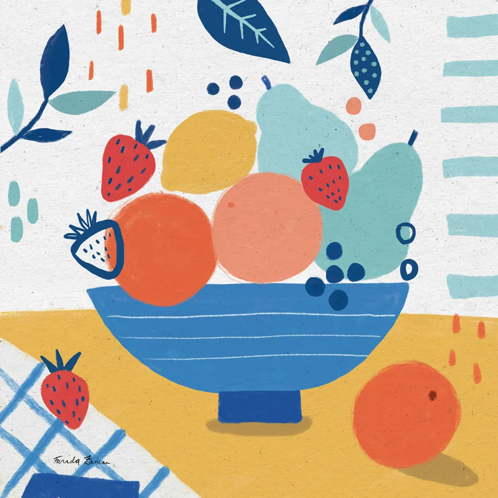 Fruit Still Life I by Farida Zaman. SKU 77488a. Archival Giclee Fine art print for wall decor.