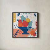 Fruit Still Life II by Farida Zaman. Shown in a sleek black glass frame for a contemporary gallery look. Available as an archival giclee rolled canvas, fine art paper, or poster print. SKU 77489a.
