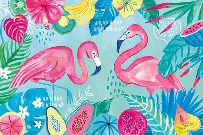 Fruity Flamingos I by Farida Zaman. SKU 74746i. Archival Giclee Fine art print for wall decor.