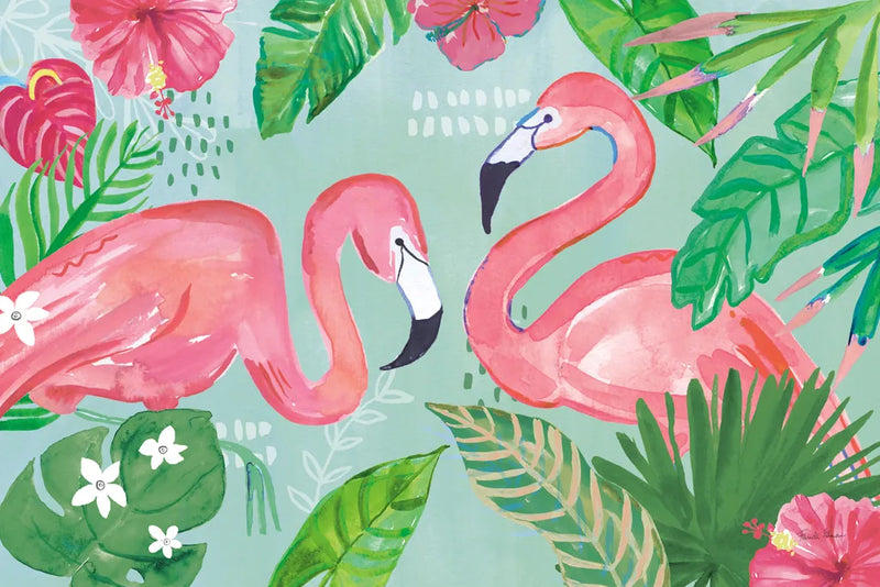 Fruity Flamingos I v2 by Farida Zaman. SKU 94216i. Archival Giclee Fine art print for wall decor.
