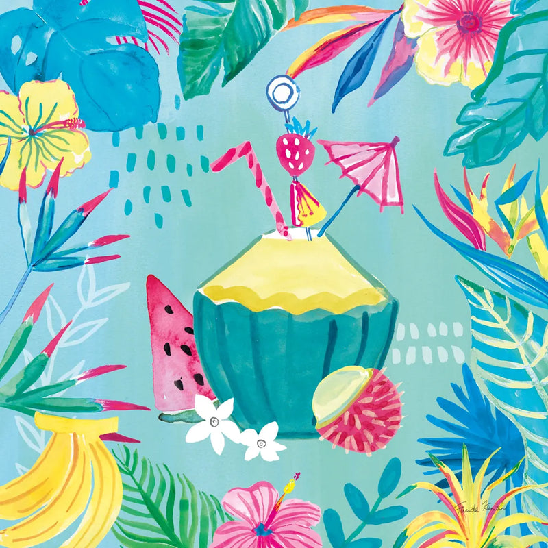 Fruity Flamingos VI by Farida Zaman. SKU 74751a. Archival Giclee Fine art print for wall decor.