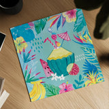 Fruity Flamingos VI by Farida Zaman. Shown as a detailed flat fine art print, highlighting archival giclee quality. Available as an archival giclee rolled canvas, fine art paper, or poster print. SKU 74751a.