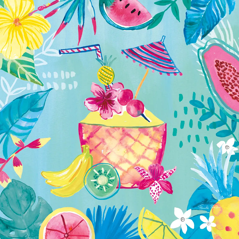 Fruity Flamingos VII by Farida Zaman. SKU 74752a. Archival Giclee Fine art print for wall decor.