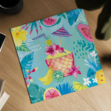 Fruity Flamingos VII by Farida Zaman. Shown as a detailed flat fine art print, highlighting archival giclee quality. Available as an archival giclee rolled canvas, fine art paper, or poster print. SKU 74752a.