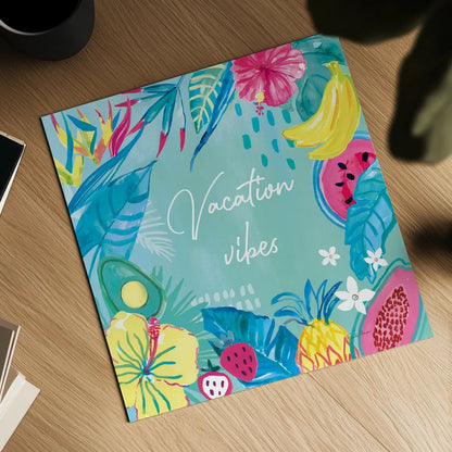 Fruity Flamingos VIII by Farida Zaman. Shown as a detailed flat fine art print, highlighting archival giclee quality. Available as an archival giclee rolled canvas, fine art paper, or poster print. SKU 74753a.