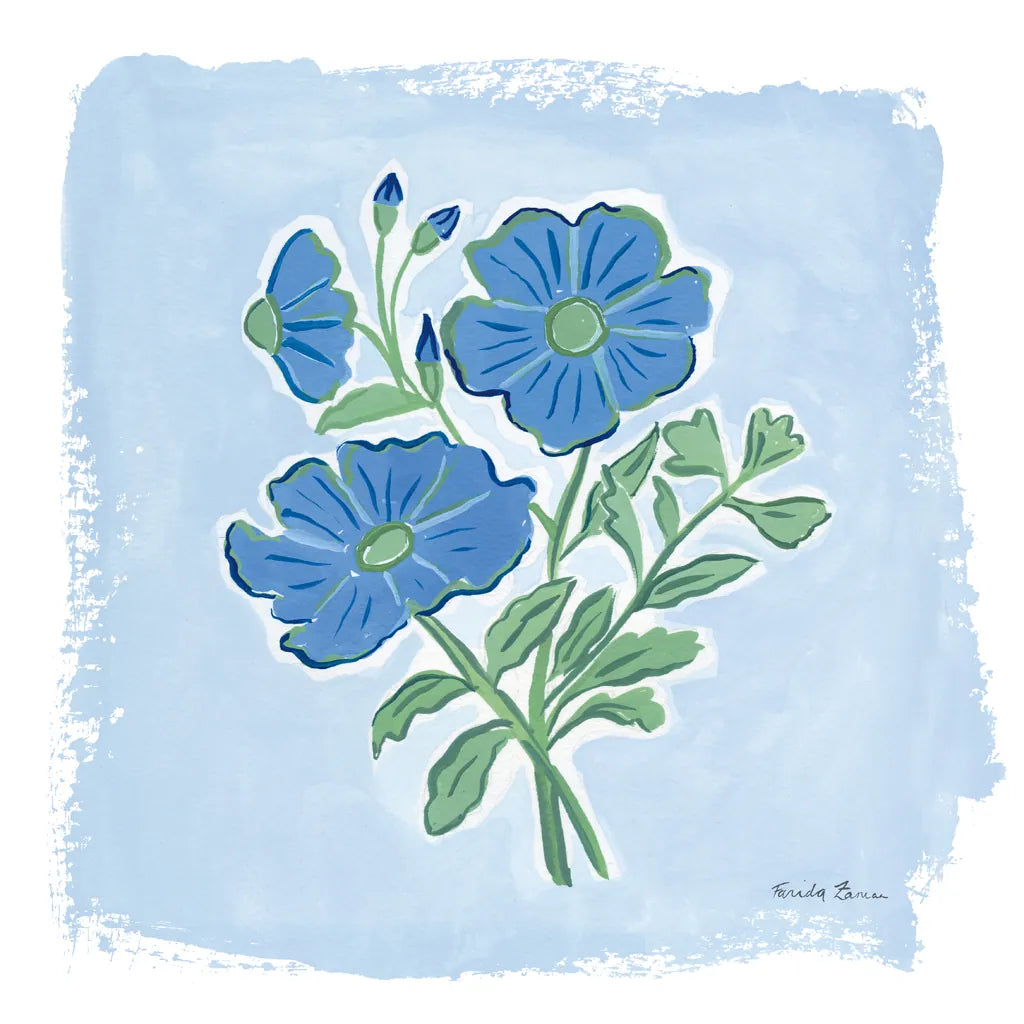 Garden Blues II by Farida Zaman. SKU 98060a. Archival Giclee Fine art print for wall decor.