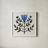 Garden Folk II by Farida Zaman. Shown in a crisp white glass frame for a clean and minimalist style. Available as an archival giclee rolled canvas, fine art paper, or poster print. SKU 81909a.