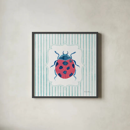 Garden Friends II by Farida Zaman. Shown in a sleek black glass frame for a contemporary gallery look. Available as an archival giclee rolled canvas, fine art paper, or poster print. SKU 98148a.