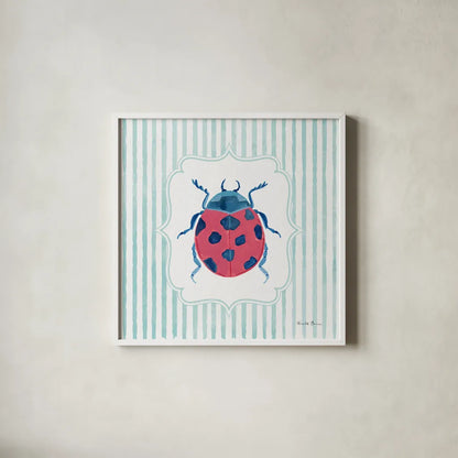 Garden Friends II by Farida Zaman. Shown in a crisp white glass frame for a clean and minimalist style. Available as an archival giclee rolled canvas, fine art paper, or poster print. SKU 98148a.