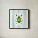 Garden Friends IV by Farida Zaman. Shown in a sleek black glass frame for a contemporary gallery look. Available as an archival giclee rolled canvas, fine art paper, or poster print. SKU 98150a.