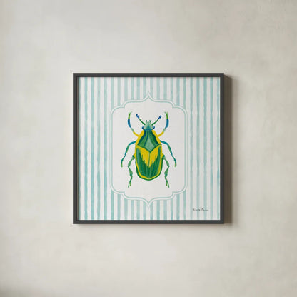 Garden Friends IV by Farida Zaman. Shown in a sleek black glass frame for a contemporary gallery look. Available as an archival giclee rolled canvas, fine art paper, or poster print. SKU 98150a.