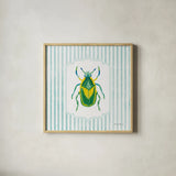Garden Friends IV by Farida Zaman. Shown in a natural wood glass frame for a timeless modern aesthetic. Available as an archival giclee rolled canvas, fine art paper, or poster print. SKU 98150a.