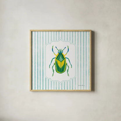 Garden Friends IV by Farida Zaman. Shown in a natural wood glass frame for a timeless modern aesthetic. Available as an archival giclee rolled canvas, fine art paper, or poster print. SKU 98150a.