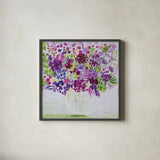 Garden Fun by Farida Zaman. Shown in a sleek black glass frame for a contemporary gallery look. Available as an archival giclee rolled canvas, fine art paper, or poster print. SKU 44836a.
