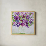 Garden Fun by Farida Zaman. Shown in a natural wood glass frame for a timeless modern aesthetic. Available as an archival giclee rolled canvas, fine art paper, or poster print. SKU 44836a.