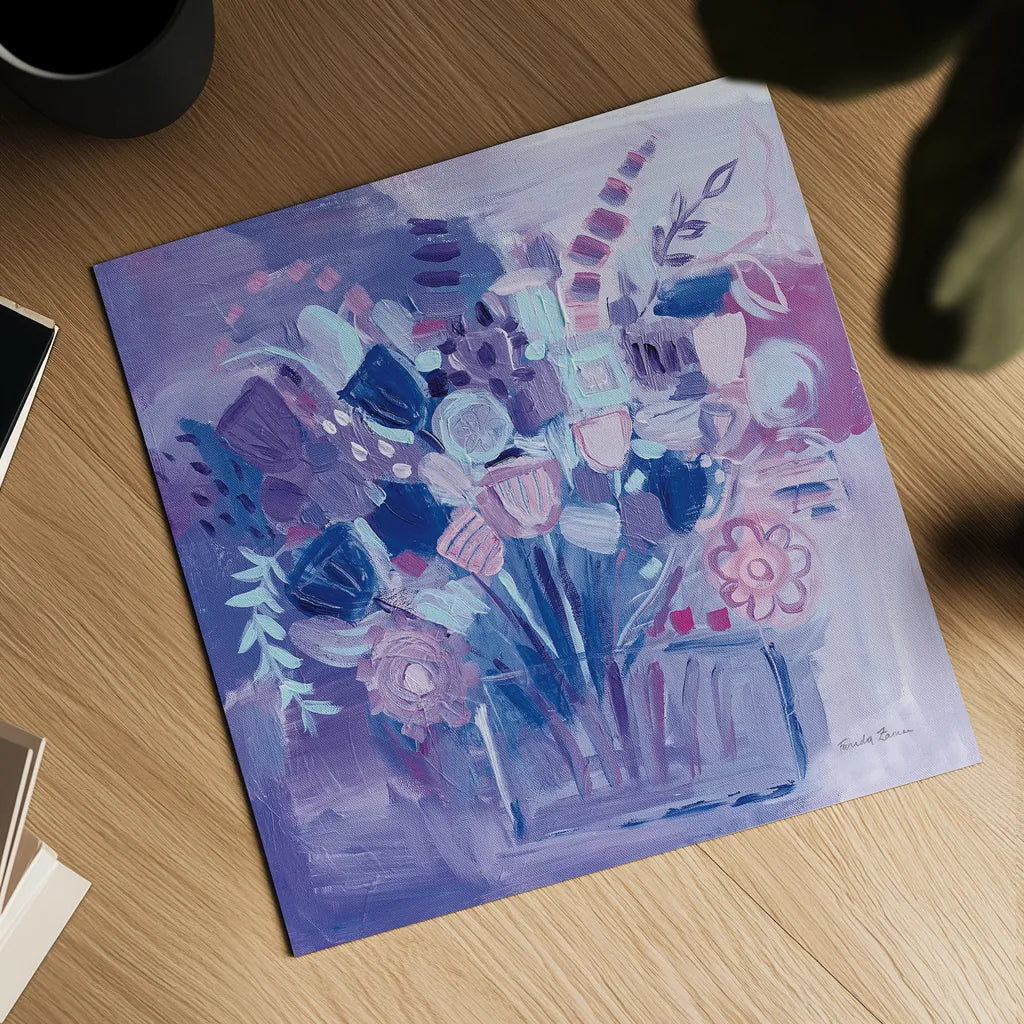 Garden Pastels by Farida Zaman. Shown as a detailed flat fine art print, highlighting archival giclee quality. Available as an archival giclee rolled canvas, fine art paper, or poster print. SKU 44834a.