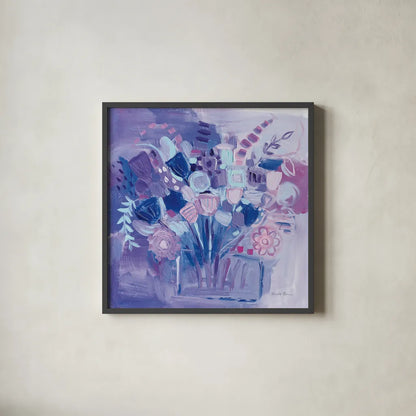 Garden Pastels by Farida Zaman. Shown in a sleek black glass frame for a contemporary gallery look. Available as an archival giclee rolled canvas, fine art paper, or poster print. SKU 44834a.