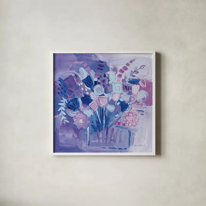 Garden Pastels by Farida Zaman. Shown in a crisp white glass frame for a clean and minimalist style. Available as an archival giclee rolled canvas, fine art paper, or poster print. SKU 44834a.