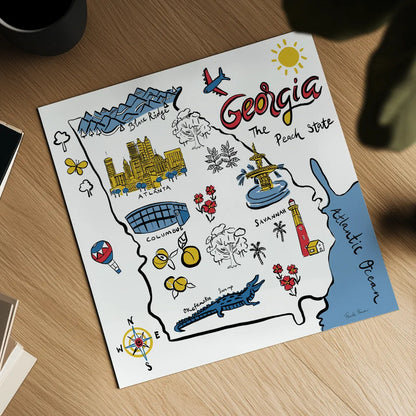 Georgia by Farida Zaman. Shown as a detailed flat fine art print, highlighting archival giclee quality. Available as an archival giclee rolled canvas, fine art paper, or poster print. SKU 87822a.