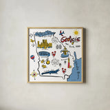Georgia by Farida Zaman. Shown in a natural wood glass frame for a timeless modern aesthetic. Available as an archival giclee rolled canvas, fine art paper, or poster print. SKU 87822a.