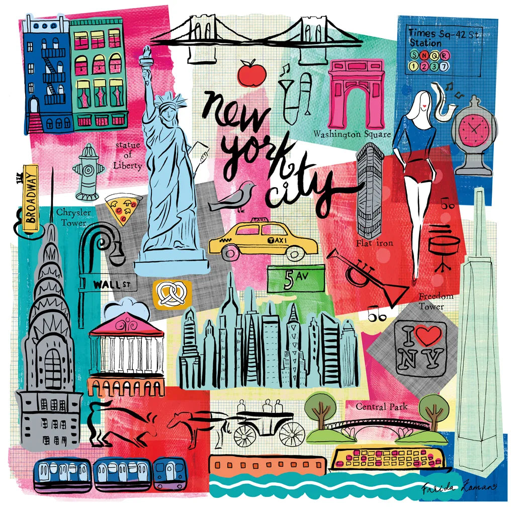 Global Travel I by Farida Zaman. SKU 44985a. Archival Giclee Fine art print for wall decor.