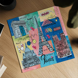 Global Travel II by Farida Zaman. Shown as a detailed flat fine art print, highlighting archival giclee quality. Available as an archival giclee rolled canvas, fine art paper, or poster print. SKU 44986a.