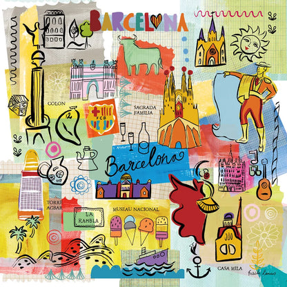 Global Travel IX by Farida Zaman. SKU 44993a. Archival Giclee Fine art print for wall decor.