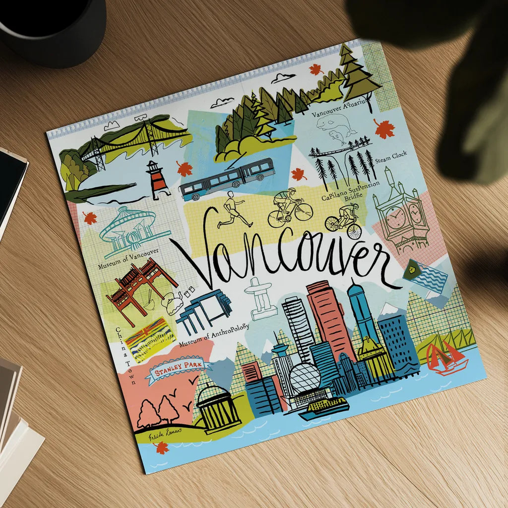 Global Travel V v2 by Farida Zaman. Shown as a detailed flat fine art print, highlighting archival giclee quality. Available as an archival giclee rolled canvas, fine art paper, or poster print. SKU 51502a.