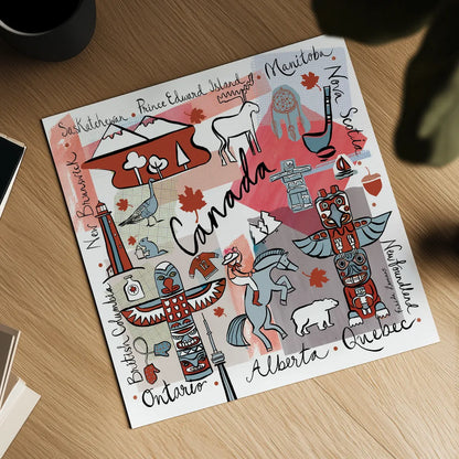 Global Travel VII by Farida Zaman. Shown as a detailed flat fine art print, highlighting archival giclee quality. Available as an archival giclee rolled canvas, fine art paper, or poster print. SKU 44991a.