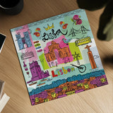 Global Travel VIII by Farida Zaman. Shown as a detailed flat fine art print, highlighting archival giclee quality. Available as an archival giclee rolled canvas, fine art paper, or poster print. SKU 44992a.