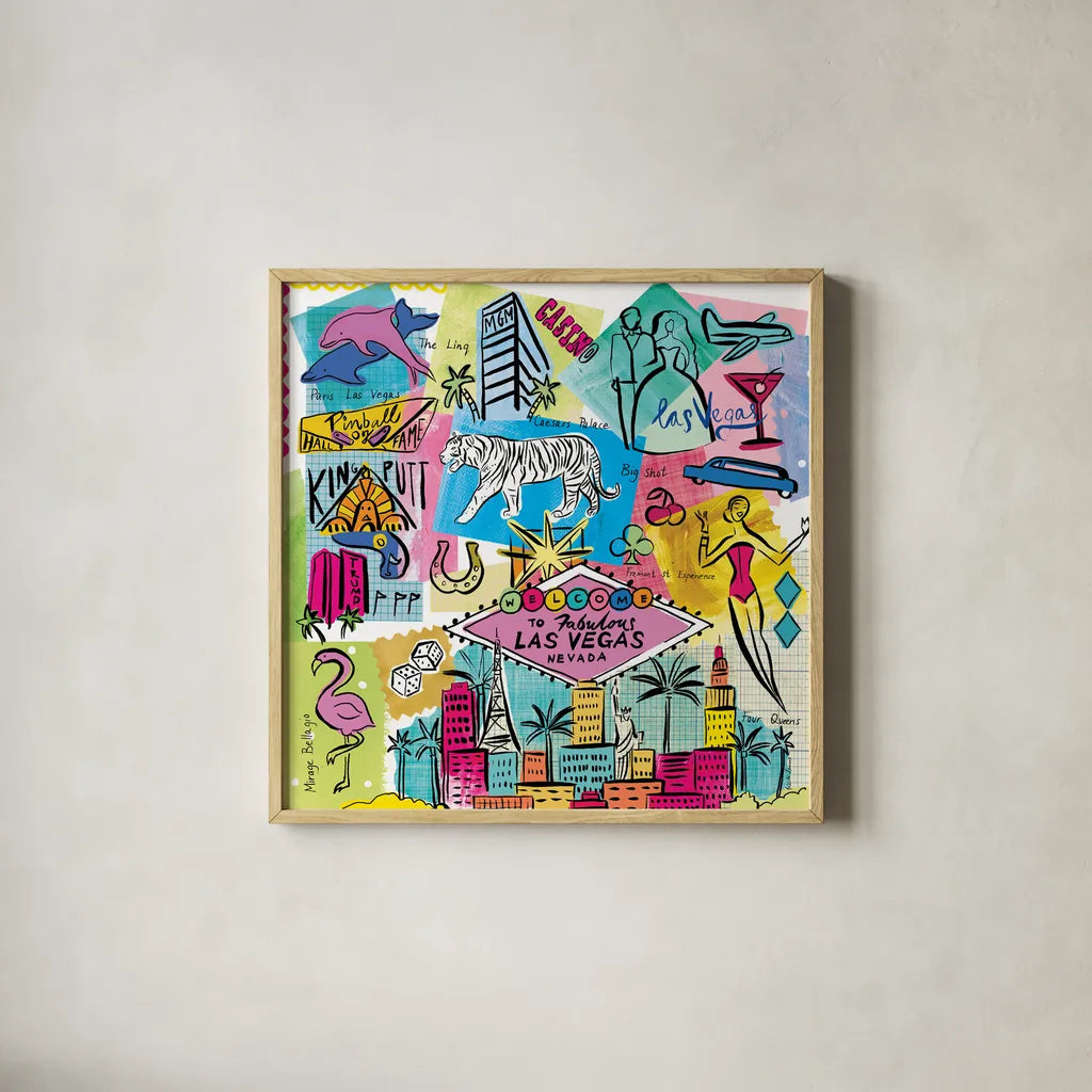 Global Travel X by Farida Zaman. Shown in a natural wood glass frame for a timeless modern aesthetic. Available as an archival giclee rolled canvas, fine art paper, or poster print. SKU 44994a.