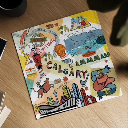 Global Travel XII by Farida Zaman. Shown as a detailed flat fine art print, highlighting archival giclee quality. Available as an archival giclee rolled canvas, fine art paper, or poster print. SKU 44996a.