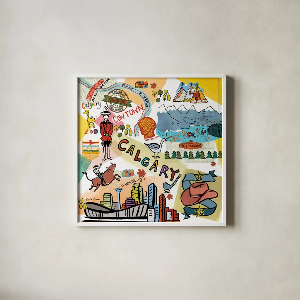 Global Travel XII by Farida Zaman. Shown in a crisp white glass frame for a clean and minimalist style. Available as an archival giclee rolled canvas, fine art paper, or poster print. SKU 44996a.