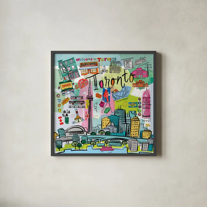 Global Travel XIII by Farida Zaman. Shown in a sleek black glass frame for a contemporary gallery look. Available as an archival giclee rolled canvas, fine art paper, or poster print. SKU 44997a.