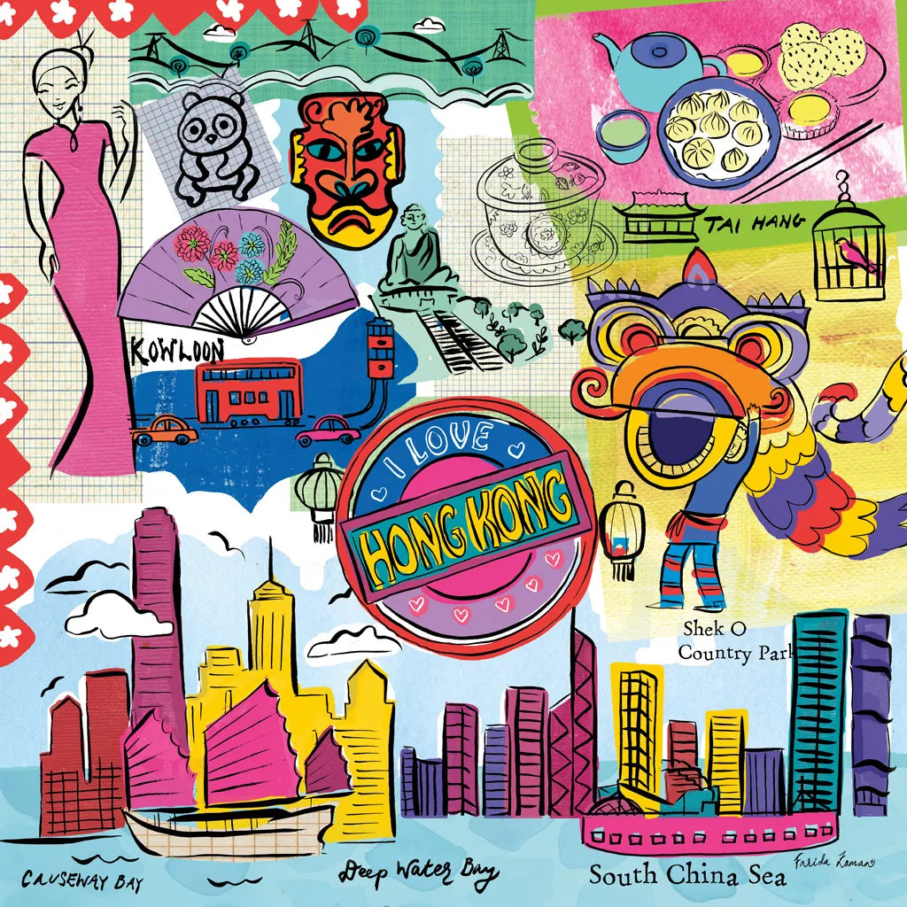 Global Travel XIV by Farida Zaman. SKU 44998a. Archival Giclee Fine art print for wall decor.