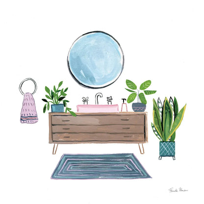 Green Bathroom I by Farida Zaman. SKU 57349a. Archival Giclee Fine art print for wall decor.