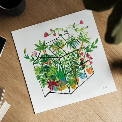 Greenhouse Blooming V by Farida Zaman. Shown as a detailed flat fine art print, highlighting archival giclee quality. Available as an archival giclee rolled canvas, fine art paper, or poster print. SKU 77953a.