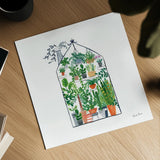 Greenhouse I by Farida Zaman. Shown as a detailed flat fine art print, highlighting archival giclee quality. Available as an archival giclee rolled canvas, fine art paper, or poster print. SKU 69507a.