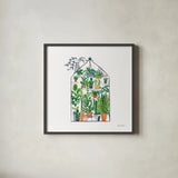 Greenhouse I by Farida Zaman. Shown in a sleek black glass frame for a contemporary gallery look. Available as an archival giclee rolled canvas, fine art paper, or poster print. SKU 69507a.