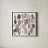 Grey Pink Mist I by Farida Zaman. Shown in a sleek black glass frame for a contemporary gallery look. Available as an archival giclee rolled canvas, fine art paper, or poster print. SKU 38399a.