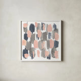 Grey Pink Mist I by Farida Zaman. Shown in a crisp white glass frame for a clean and minimalist style. Available as an archival giclee rolled canvas, fine art paper, or poster print. SKU 38399a.