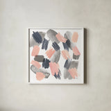 Grey Pink Mist II by Farida Zaman. Shown in a crisp white glass frame for a clean and minimalist style. Available as an archival giclee rolled canvas, fine art paper, or poster print. SKU 38400a.
