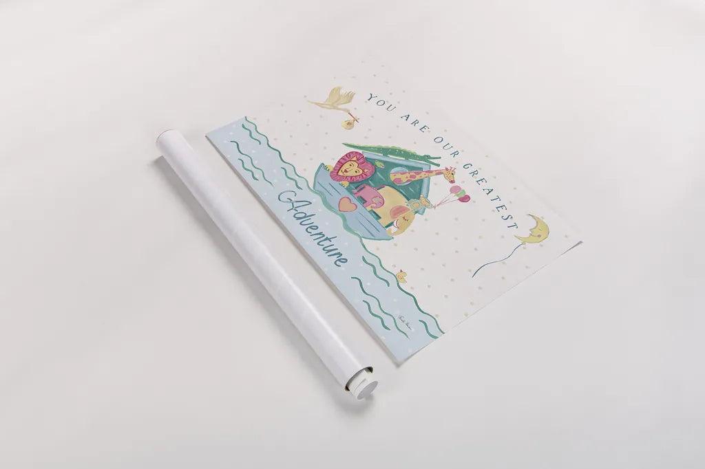 Happy Baby I by Farida Zaman. shown as a rolled paper print. Available as archival giclee rolled canvas, fine art paper, or poster print. SKU 49094i.