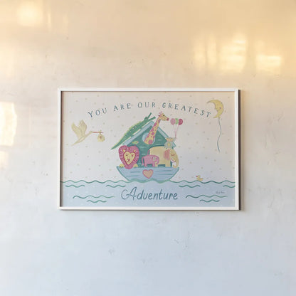 Happy Baby I by Farida Zaman. shown as a paper print in a white frame. Available as a archival giclee rolled canvas, fine art paper, or poster print. SKU 49094i.