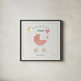 Happy Baby III by Farida Zaman. Shown in a sleek black glass frame for a contemporary gallery look. Available as an archival giclee rolled canvas, fine art paper, or poster print. SKU 49096a.