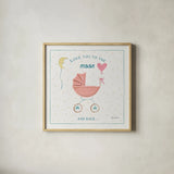 Happy Baby III by Farida Zaman. Shown in a natural wood glass frame for a timeless modern aesthetic. Available as an archival giclee rolled canvas, fine art paper, or poster print. SKU 49096a.