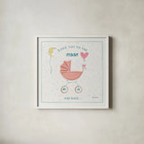 Happy Baby III by Farida Zaman. Shown in a crisp white glass frame for a clean and minimalist style. Available as an archival giclee rolled canvas, fine art paper, or poster print. SKU 49096a.